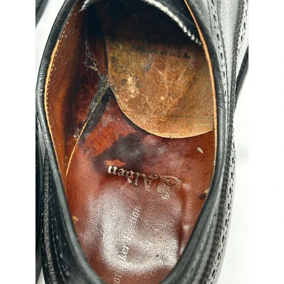 VINTAGE Alden 637 Wingtip Oxford Black Leather Dress Shoes- Truflare Sz 10.5 A/C - Picture 13 of 13